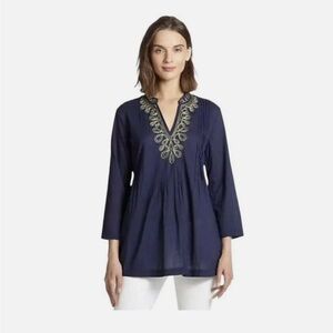 Lilly Pulitzer Navy Tunic with Gold Embroidery